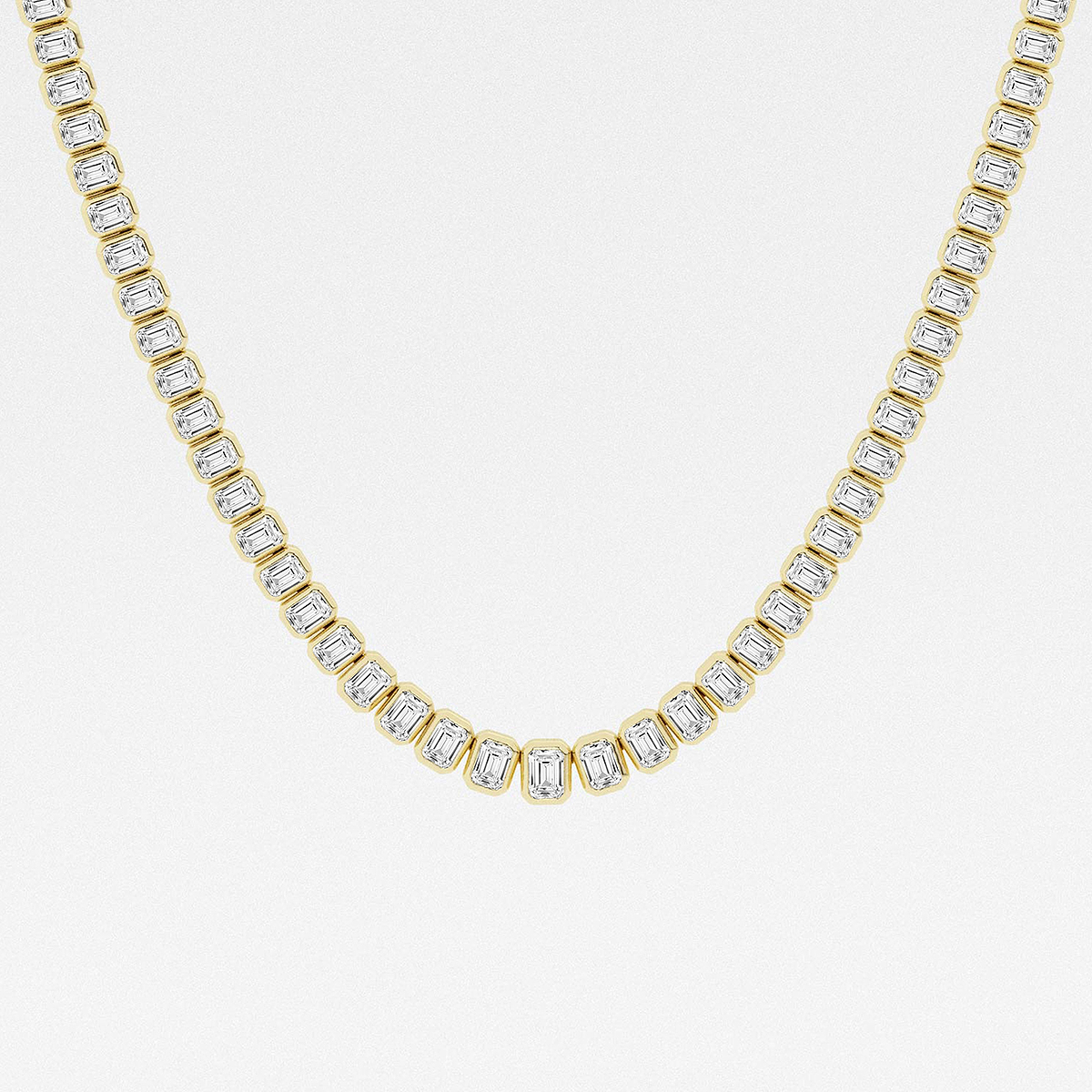 Additional Image 1 for  16 ctw Emerald Lab Grown Diamond Graduated Bezel Set Tennis Necklace